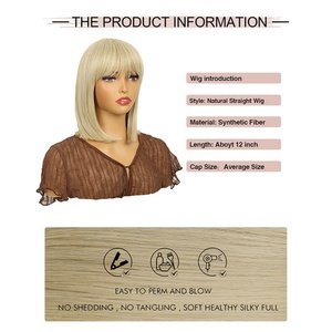 Pelucas Bob sintéticas rubias FH Pelucas sintéticas rectas resistentes al calor Pelucas sintéticas de alta temperatura - Product Image 2