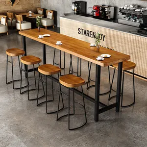 Manufacture Retro Industrial Restaurant Coffee Furniture Wooden Cafe Shop Resaturant Furniture Sets Table and Chairs