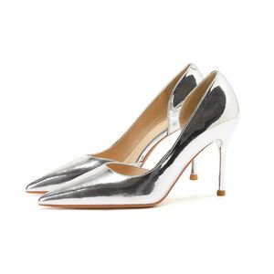 Korean Style Pu Leather Pointed <b>Toe</b> Stiletto High <b>Heels</b> for Women Elegant Solid Color Fashion Pumps - Product Image 2
