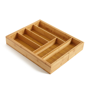 Bán buôn mở rộng có thể điều chỉnh dao kéo khay ngăn ngăn nhà bếp tổ chức tre Flatware ngăn kéo tổ chức - Product Image 2