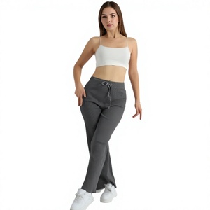 EVERGLOW Women's Mid Waist Straight Pants 100% <b>Silk</b> Canvas Fabric Breathable Eco-Friendly Waterproof Drawstring Closure Full - Product Image 1