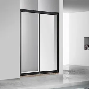 Proje sıcak satış basit Modern mat siyah kaplama paslanmaz çelik çerçeve 8/10mm temperli cam duş kabini