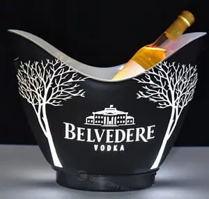 Seau à Glace LED 5L Grande Capacité Refroidisseur de Vin Led Imperméable avec Couleurs Changeantes Rétro Champagne Vin Glace Seau à Bière