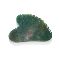 Gua Sha personnalisé outil vert mousse Agate Gua Sha avec Unique peigne bord mâchoire Shaper herbe Agate Guasha pour Acupuncture SPA