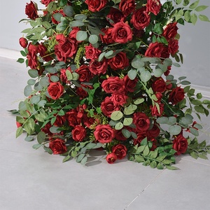 Guangqianfeng decorazione di san valentino piante verdi rosso scuro corno fiore artificiale finto arco di nozze proposte di fidanzamento - Product Image 4