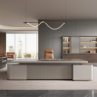 Bureau de direction moderne haut de gamme pour patron, mobilier de bureau certifié, style canapé Chesterfield modulaire, ensemble de table élégante pour manager