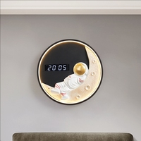 Lampu Dinding Bulan Modern Kreatif untuk Kamar Tidur, Lampu Ambient Bulan di Samping Tempat Tidur, Lampu Dinding Latar Belakang Ruang Tamu dengan Jam