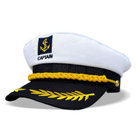 Chapeau de capitaine de yacht ajustable pour adulte, brodé, accessoire de costume de fête d'Halloween, vente en gros