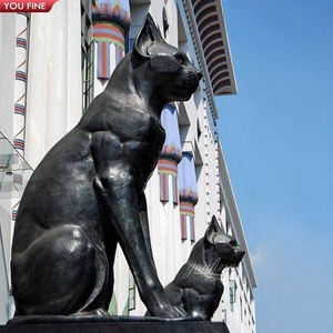 Patung Kucing Perunggu Sepasang Duduk Mirip Asli YOUFINE untuk Dekorasi Taman & Halaman - Product Image 6