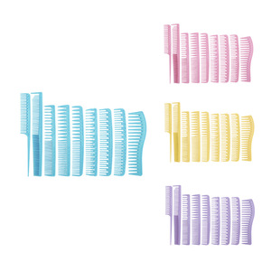 Juego de peines para peinar el cabello, 9 piezas, plástico duradero, color macarrón, para uso general - Product Image 1
