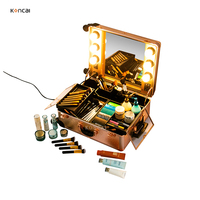 Valise de Maquillage Professionnelle à LED, en Aluminium, Durable, pour Cosmétiques et Bonbons, avec Roulettes