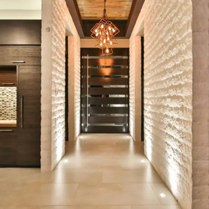 אריחי אבן גיר לבנה טבעית בעלת פנים מפוצלות, אריחי חיפוי קיר, אריחי אבן טבעית, קיר אבן גיר מודרני לפאנלים חיצוניים - Product Image 6