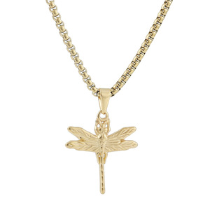 Colgante de libélula de acero inoxidable, collar con forma de insecto plateado y dorado para hombres y mujeres, estilo Punk Retro 122008 - Product Image 5