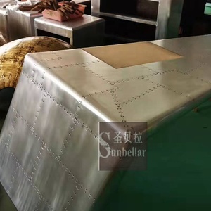 Muebles de aviación personalizados, mesa de Metal de aluminio, estilo avión, escritorio de ala con cajones, aviador hecho a mano - Product Image 6