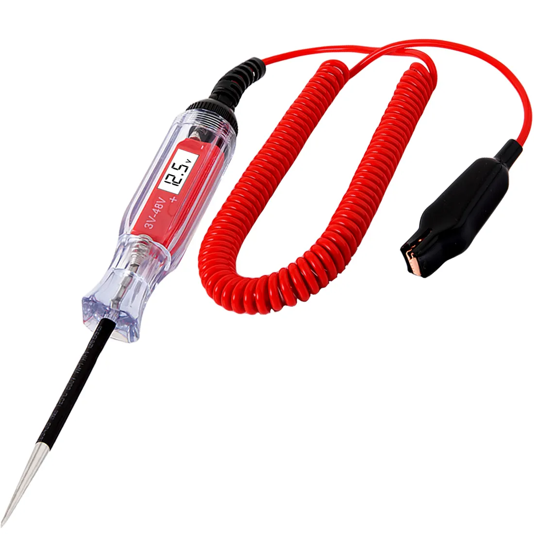 Electric Circuit Tester 3V-48V 12V Digital Display Light Test Retractable Coil for Car Motorcycle Truck Diagnostic Tool HS1402