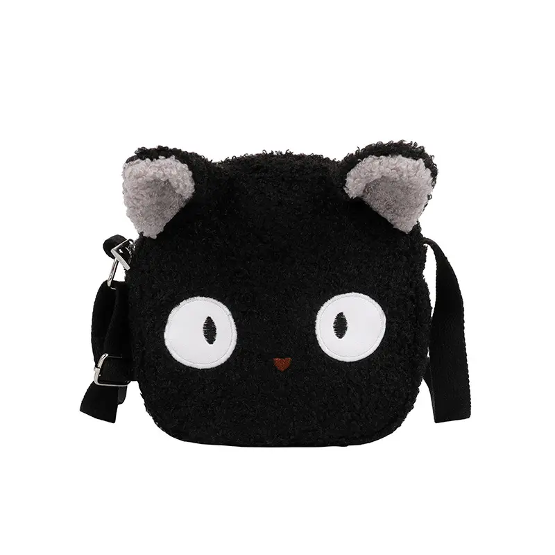 Wholesale kids cute animal purses terry cloth handbags cartoon plush crossbody bag for kids school girl