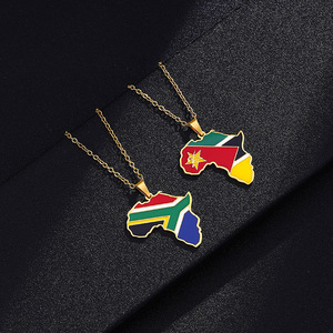 Collar con Colgante de <span class=keywords><strong>Mapa</strong></span> de África y Bandera, Oro 18K, Acero Inoxidable, Ghana, Nigeria, Congo, <span class=keywords><strong>Somalia</strong></span>, Angola, Liberia, Regalos de Joyería, Venta al Por Mayor - Product Image 5