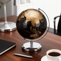 Globe terrestre moderne HM1422 de 14,2 cm avec support métallique rotatif à 360° en PVC, décoration de bureau à domicile, cadeau scolaire