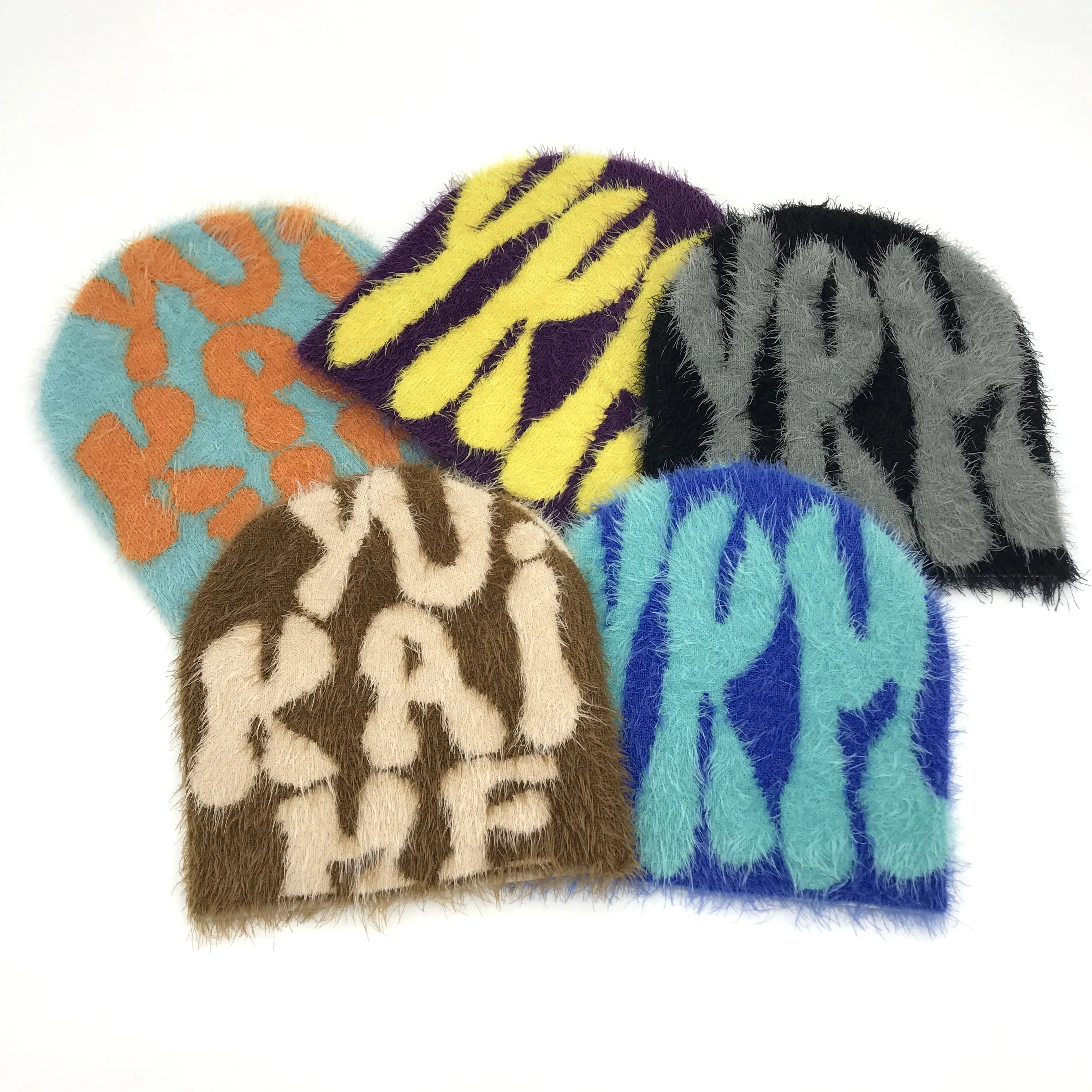 Biểu Tượng Tùy Chỉnh Jaquards Y2K Tất Cả Các Hơn In Logo Beanies Acrylic Chất Lượng Cao Đan Cao Cấp Jacquard Mohair Beanie Hat