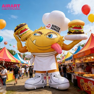Grand modèle de <span class=keywords><strong>burger</strong></span> gonflable de dessin animé pour l'affichage lors d'événements en plein air - Product Image 3