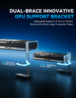GH08 Penyangga GPU ARGB dari Paduan Seng, Dapat Disesuaikan, Anti Sag, Braket Penopang Kartu Grafis dengan Basis Magnetik untuk PC Gaming