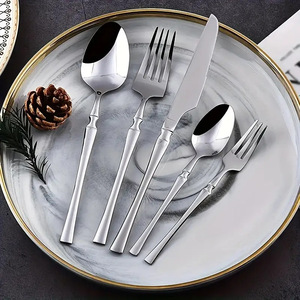 Juego de Cubiertos de Acero Inoxidable de Lujo con Diseño de Cintura Estrecha, <span class=keywords><strong>Cubertería</strong></span> Moderna con Acabado Espejo para Bodas, Hoteles y Restaurantes - Product Image 1