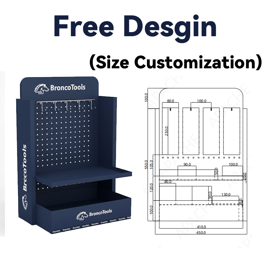 Apache Custom Countertop Wooden Display Stand with Hooks for Hardware Tools & Accessories in Retail Stores & Trade Shows — view 5