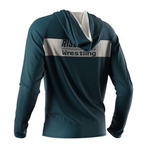 Sudadera con capucha y cremallera personalizada con logo, unisex, informal, para lucha libre, de gran tamaño, con media cremallera - Product Image 2