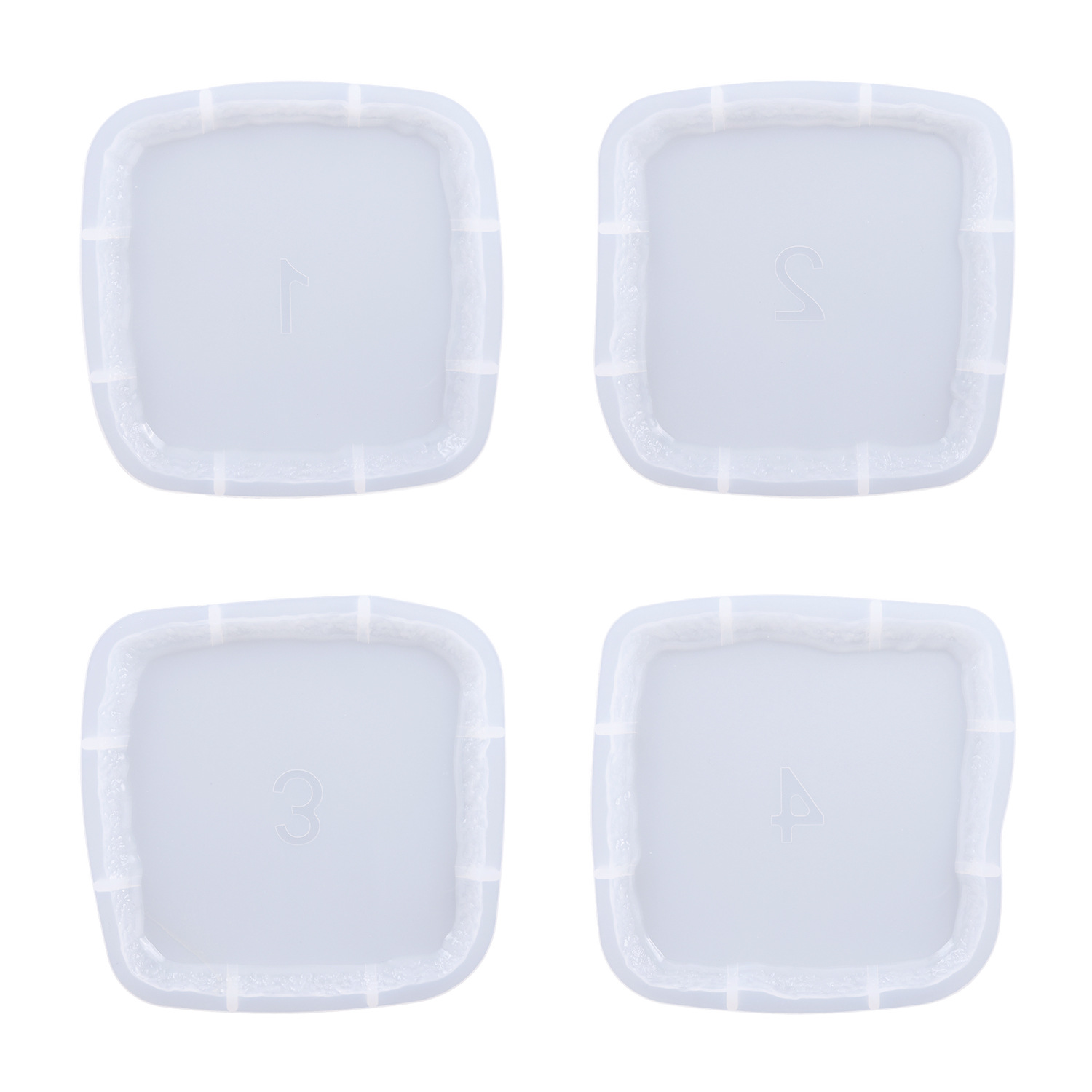 Blanco, juego de 4 piezas cuadradas.