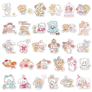 56 pièces en gros, autocollants mignons et kawaii imperméables, imprimés avec soin, sur le thème <span class=keywords><strong>Mikko</strong></span>, pour la papeterie et les étagères de livres - Product Image 4