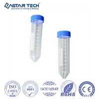 Flacons en plastique gradués coniques de 15 ml et 50 ml, personnalisés OEM, avec coque de tube à centrifuger séparée, pour laboratoire