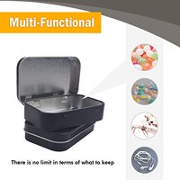 Petite boîte en métal noir avec couvercles à charnières Mini petit récipient vide Étui portable pour savon Menthe Biscuit