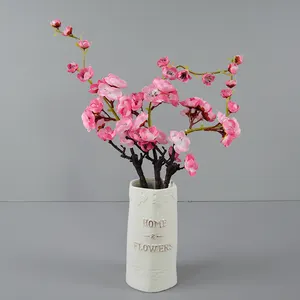 Ameixa vermelha de seda artificial para decoração de casa, flor de primavera de ramos únicos, ideal para o ano novo chinês, ideal para decoração de casa DIY, tendência quente