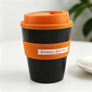 Gobelet à café écologique en plastique de 12 oz avec couvercle à vis gris - Product Image 4
