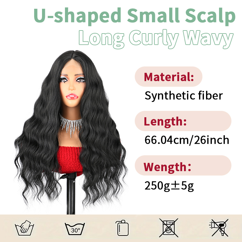 26 Inch Long Wavy Lace Front Silk Base Rose Mesh Cap Wig for  display picture 3