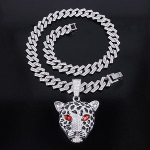 Châu Âu Người Đàn Ông Mỹ Mát Hip Hop Kim Cương Động Vật Vàng Mặt Dây Chuyền 15Mm Vòng Cổ Tất Cả Các Kim Cương Hợp Kim Stereo Cuba Chuỗi - Product Image 3