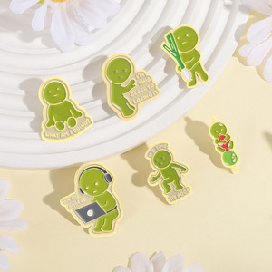 Pin de esmalte Smiski divertido 'Por qué estoy desnudo', broche de muñeco verde de dibujos animados, insignia de solapa, regalo de joyerí<span class=keywords><strong>a</strong></span> para amigos, al por mayor - Product Image 2