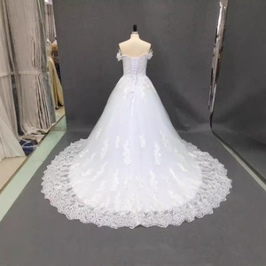 European American Style Lace Wedding Dress Off Shoulder Sweetheart Neckline With Train Plus Size Ivory White Vintage Bridal Gown - Product Image 4