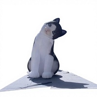 Chat géant gonflable LED noir et blanc, adorable chat de dessin animé, accessoire pour magasin d'animaux/promotion en centre commercial/mariage/événement sur le thème des animaux/présentation en extérieur