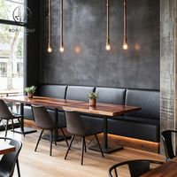 Ensemble de table et chaises carrées en bois, mobilier commercial direct usine Ron Group, sièges en cuir pour restaurant et café