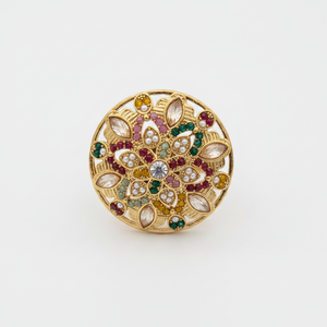 Exquis plaqué or autrichien et perle pierre anneaux élégant couvre-chef de mariée bijoux fins pour les femmes mariage et tenue de fête - Product Image 2