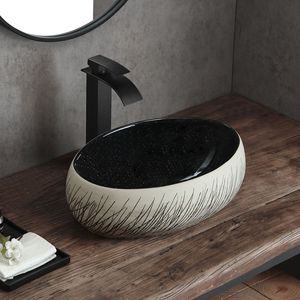Lavabo de salle de bain à cuve unique en céramique haute température, semi-encastré avec meuble et plan de travail en pierre artificielle - Product Image 2