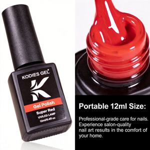 Esmalte de Uñas en <span class=keywords><strong>Gel</strong></span> UV Super Rojo <span class=keywords><strong>KODIES</strong></span> <span class=keywords><strong>GEL</strong></span> 15ml, Diseño Francés de Lujo, Ecológico, No Tóxico, en Caja de Cartón Kraft de 10cm Personalizada - Product Image 4