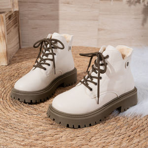 Bottines à plateforme pour femmes, à lacets, semelle épaisse, bout rond, en cuir PU, bottes de combat, style Y2K, streetwear, chaussures d'hiver - Product Image 3