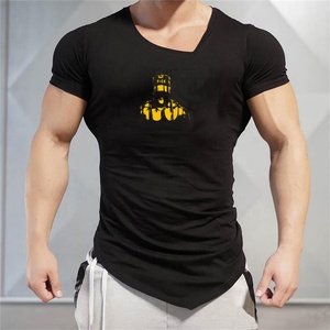 Camiseta deportiva de manga corta con cuello de pico para gimnasio, camiseta de talla grande para Fitness, culturismo - Product Image 4
