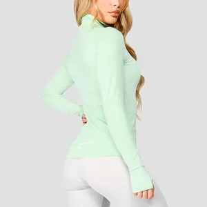 Op Maat Gemaakte Ontwerp Lange Mouw Golf Sweatshirt Dames Half-Zip Fitness Workout Kleding Ademende Sport Tops