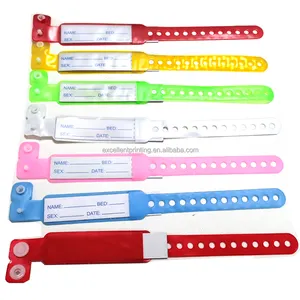 Pulseira de identificação médica em PVC e pulseiras de vinil para identificação de bebês recém-nascidos em hospitais ou hospitais