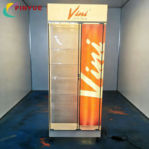 Vitrine d'exposition en verre verrouillable sur mesure avec étagères, bandes LED lumineuses, armoire d'exposition en acrylique autoportante et mobile avec roulettes - Product Image 3