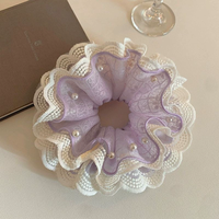 Élastique à cheveux double couche en dentelle et perles, accessoire de luxe pour chignon et queue de cheval basse, vente en gros d'accessoires de mode pour femmes