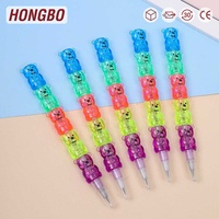 Crayons en plastique détachables créatifs pour le bureau, motif petit ours de dessin animé, 5 pièces, sans taille-crayon